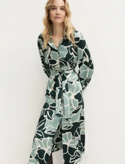 Chemisier in twill stampato - VERDE OPALE