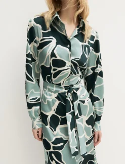 Chemisier in twill stampato - VERDE OPALE