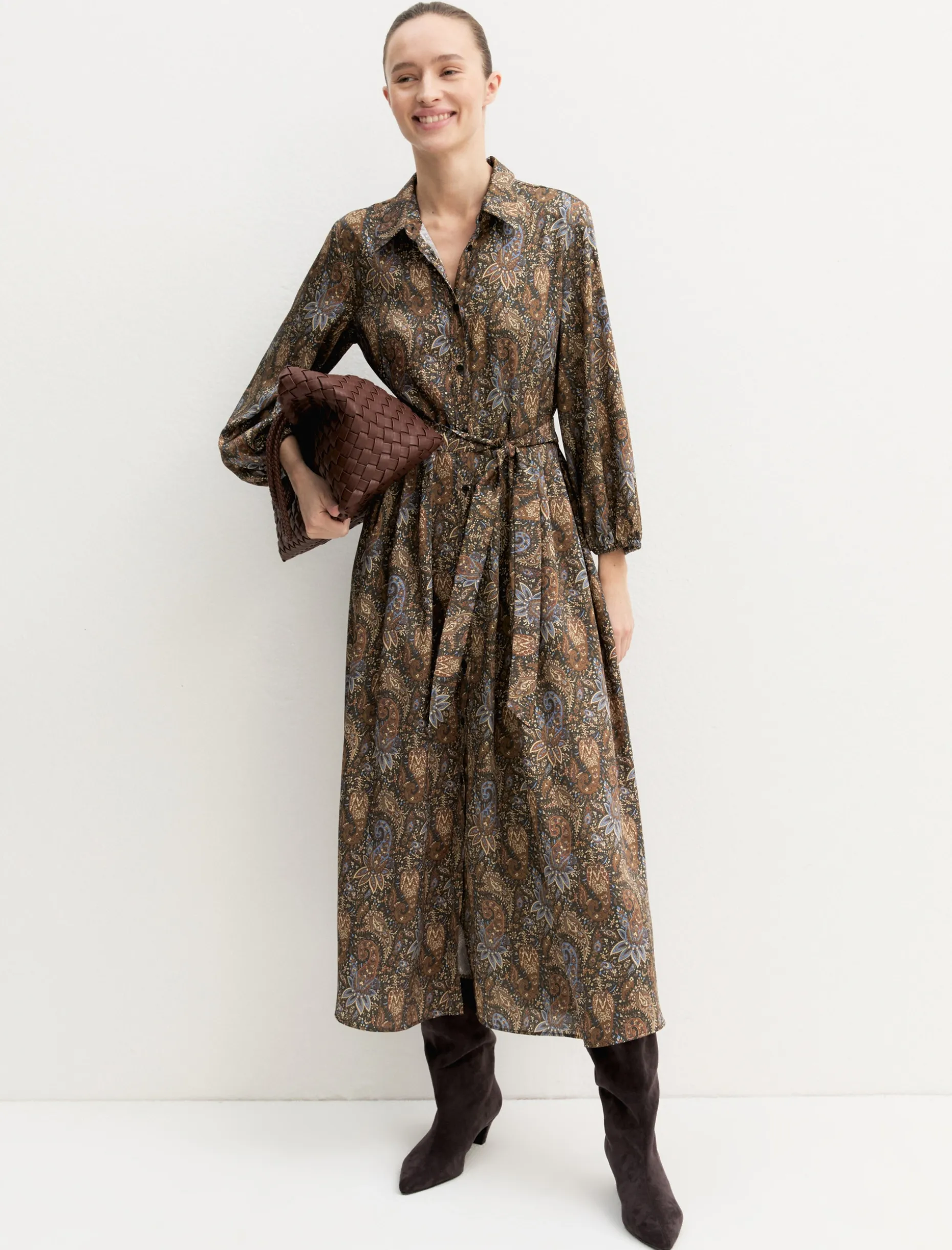 Chemisier lungo in twill stampato - SOTTOBOSCO