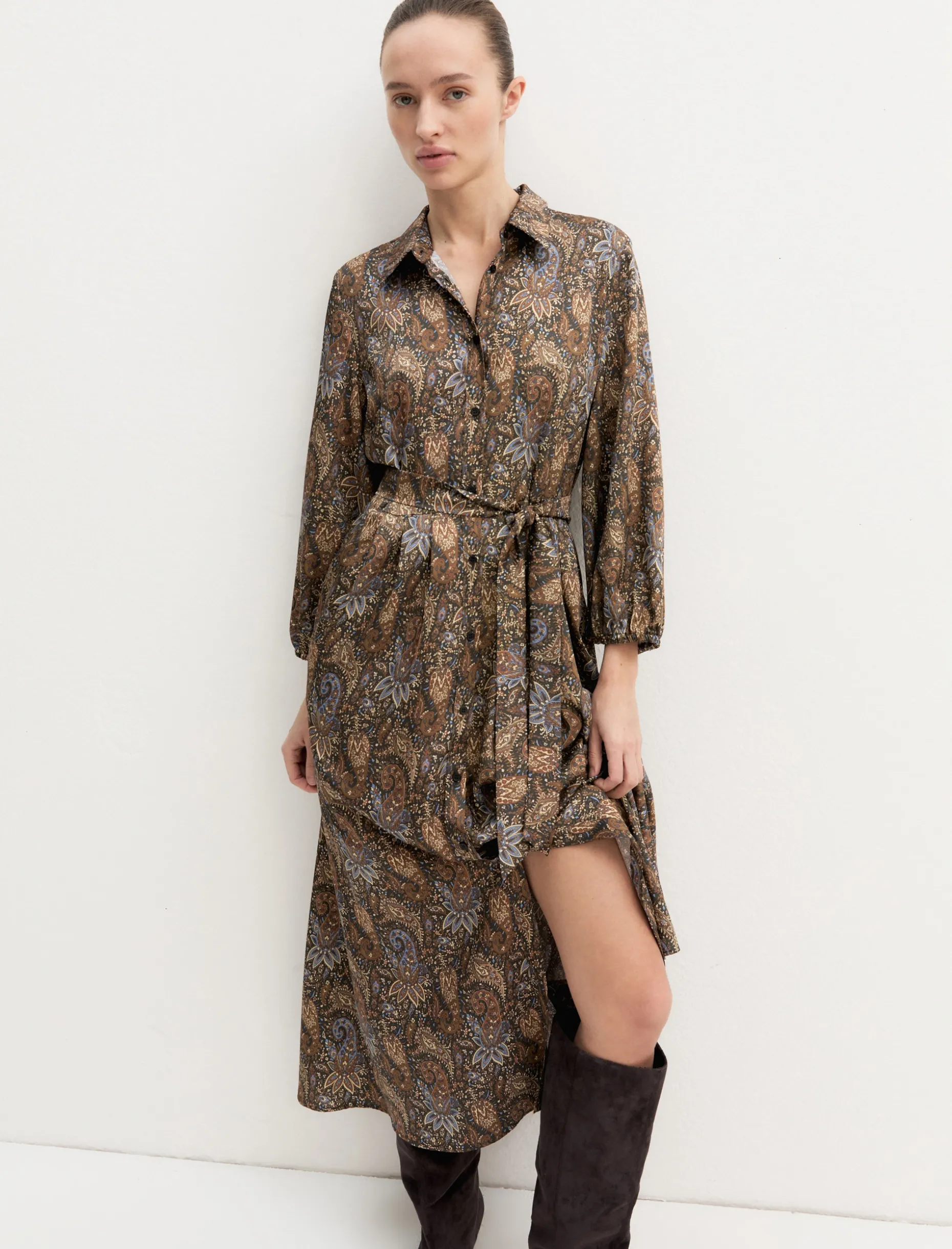 Chemisier lungo in twill stampato - SOTTOBOSCO