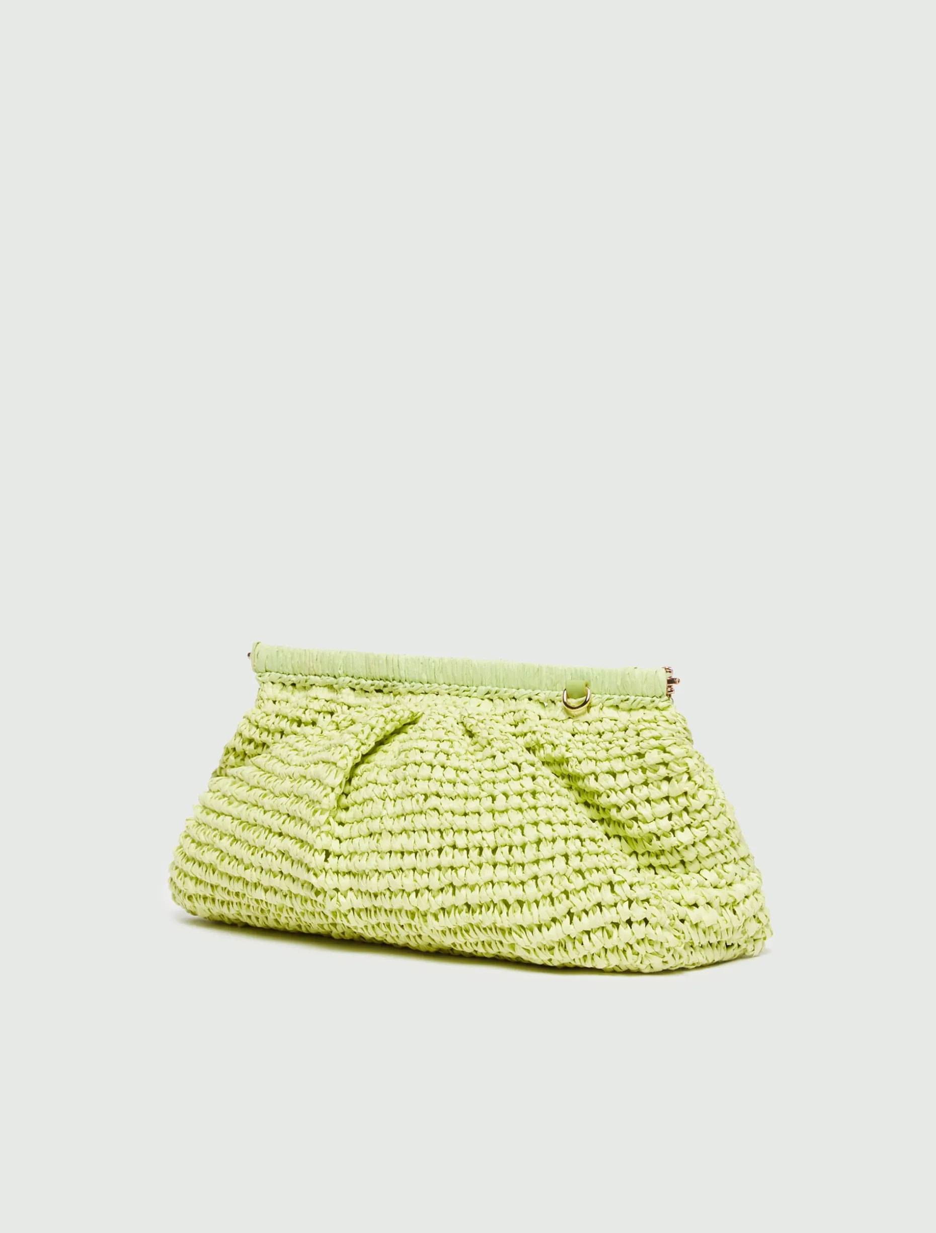 Clutch in rafia - LIME