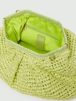 Clutch in rafia - LIME