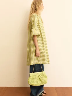 Clutch in rafia - LIME