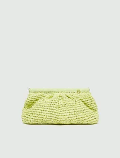 Clutch in rafia - LIME