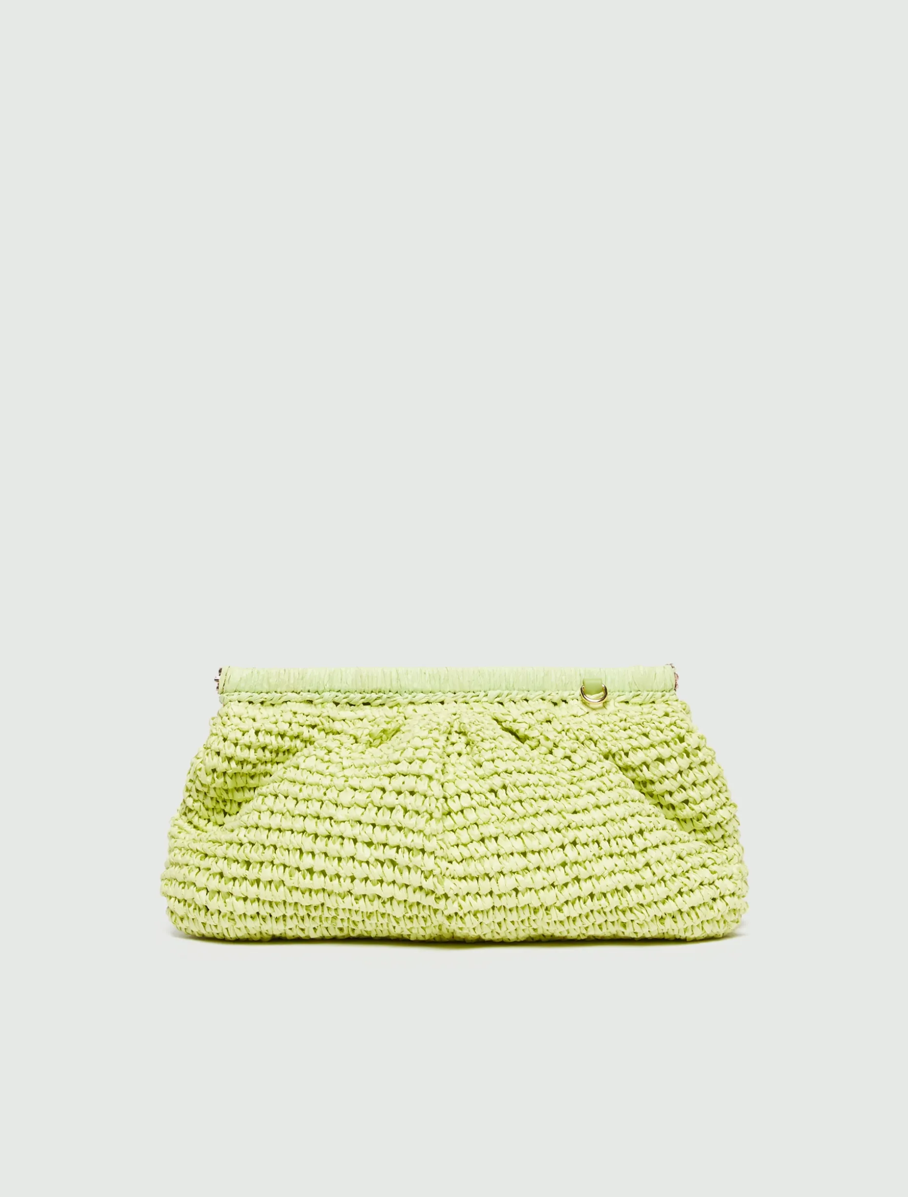 Clutch in rafia - LIME