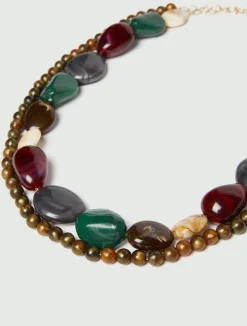 Collana con perle bijoux - ROSSO