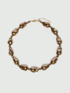 Collana girocollo con perle bijoux - BRONZO