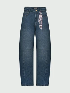 Denim barrel con twilly stampato - BLUE JEANS