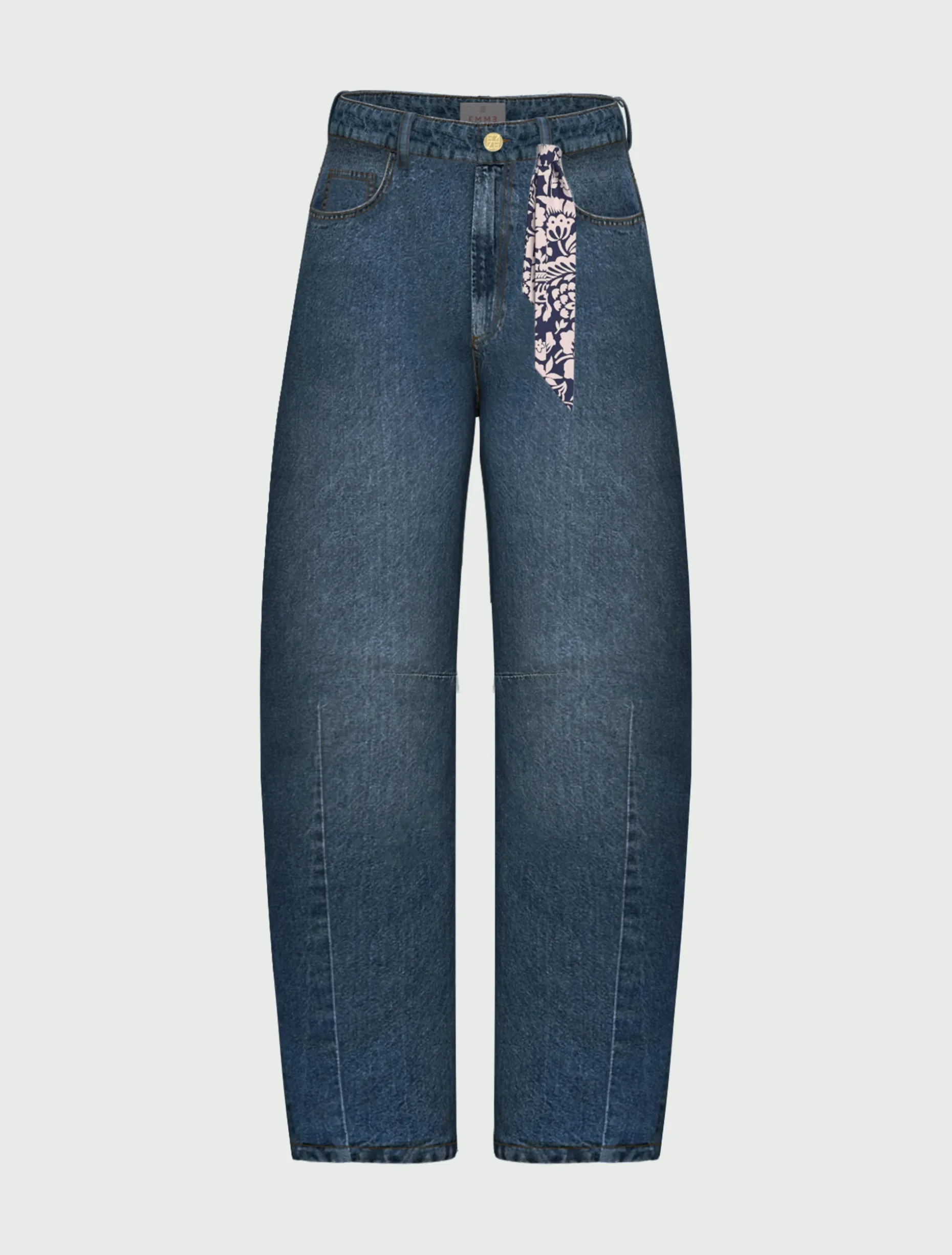 Denim barrel con twilly stampato - BLUE JEANS