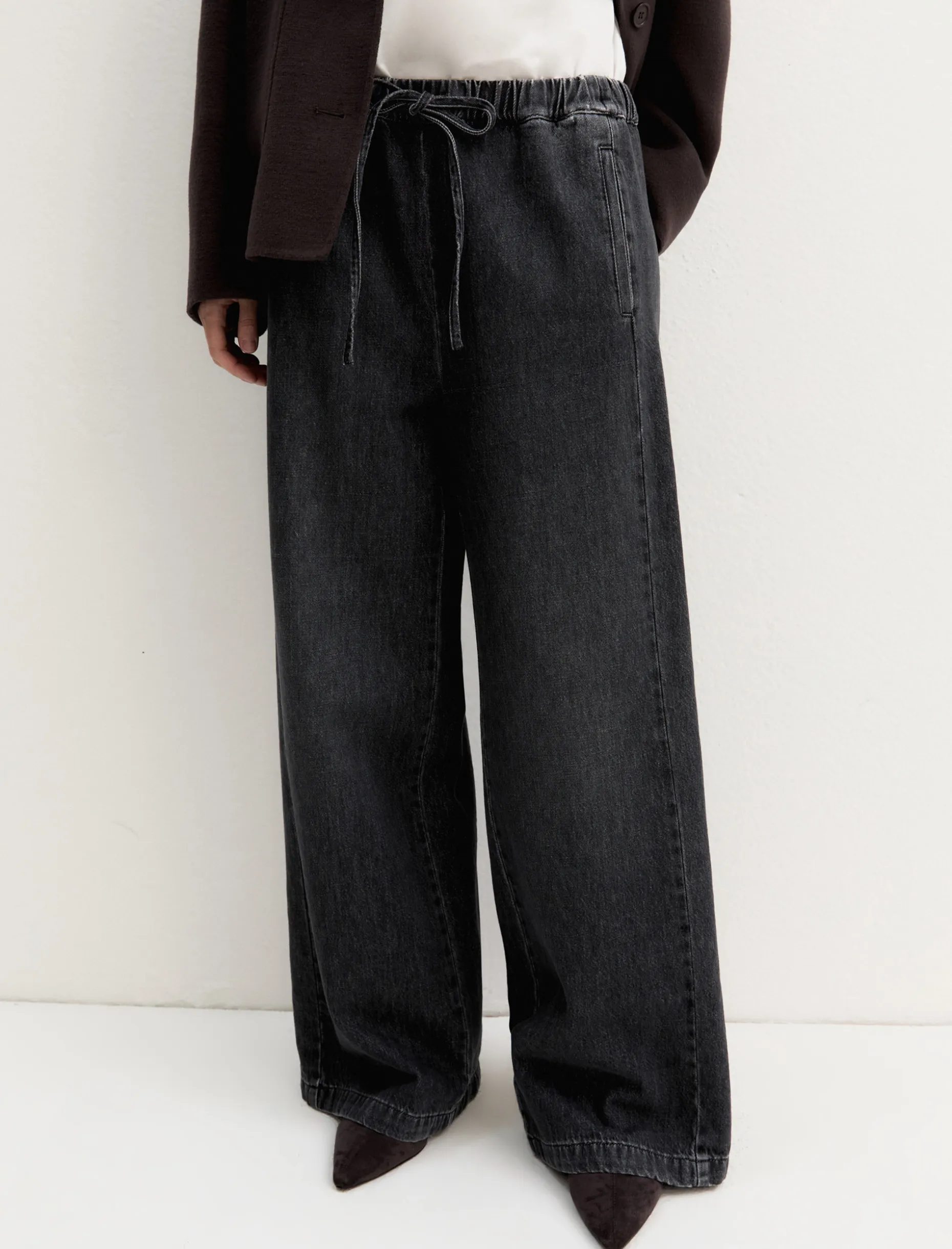 Denim jogger ampio - NERO
