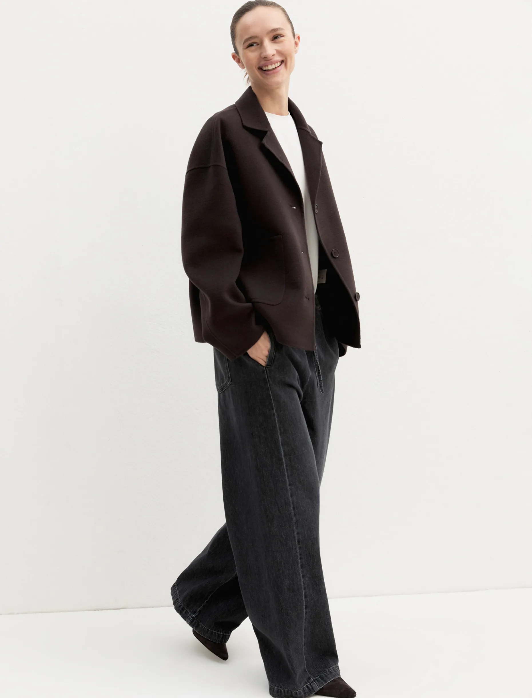 Denim jogger ampio - NERO