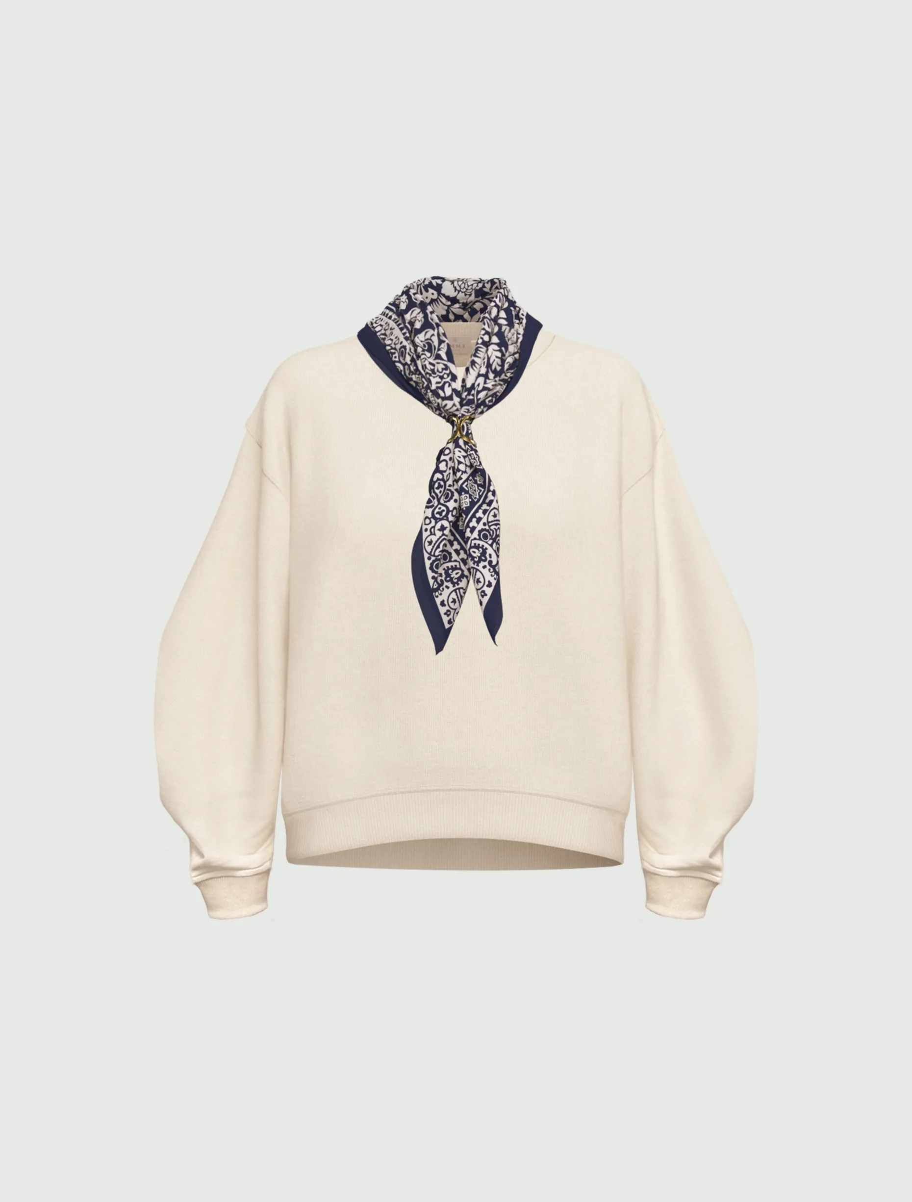 Felpa over con foulard stampato - BIANCO LANA