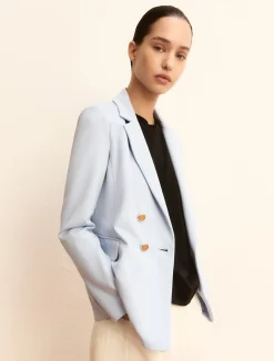 Giacca doppiopetto in jersey stretch - AZZURRO