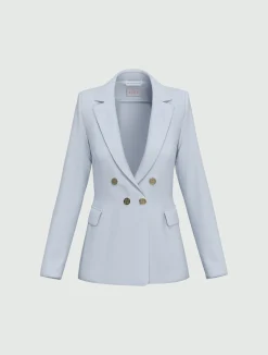 Giacca doppiopetto in jersey stretch - AZZURRO