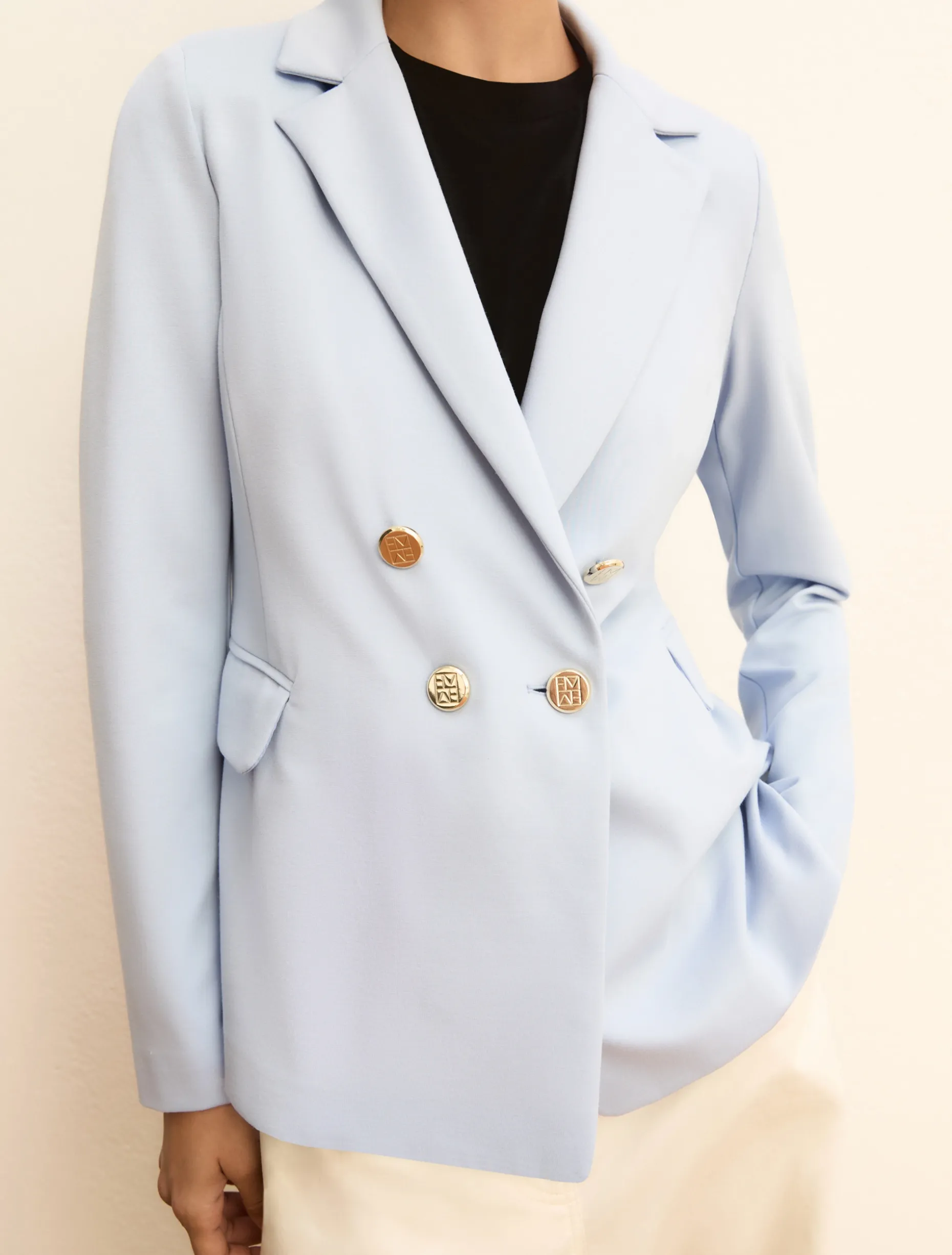 Giacca doppiopetto in jersey stretch - AZZURRO