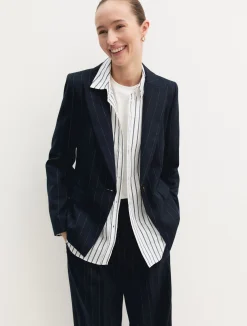 Giacca in gessato lamé - NAVY