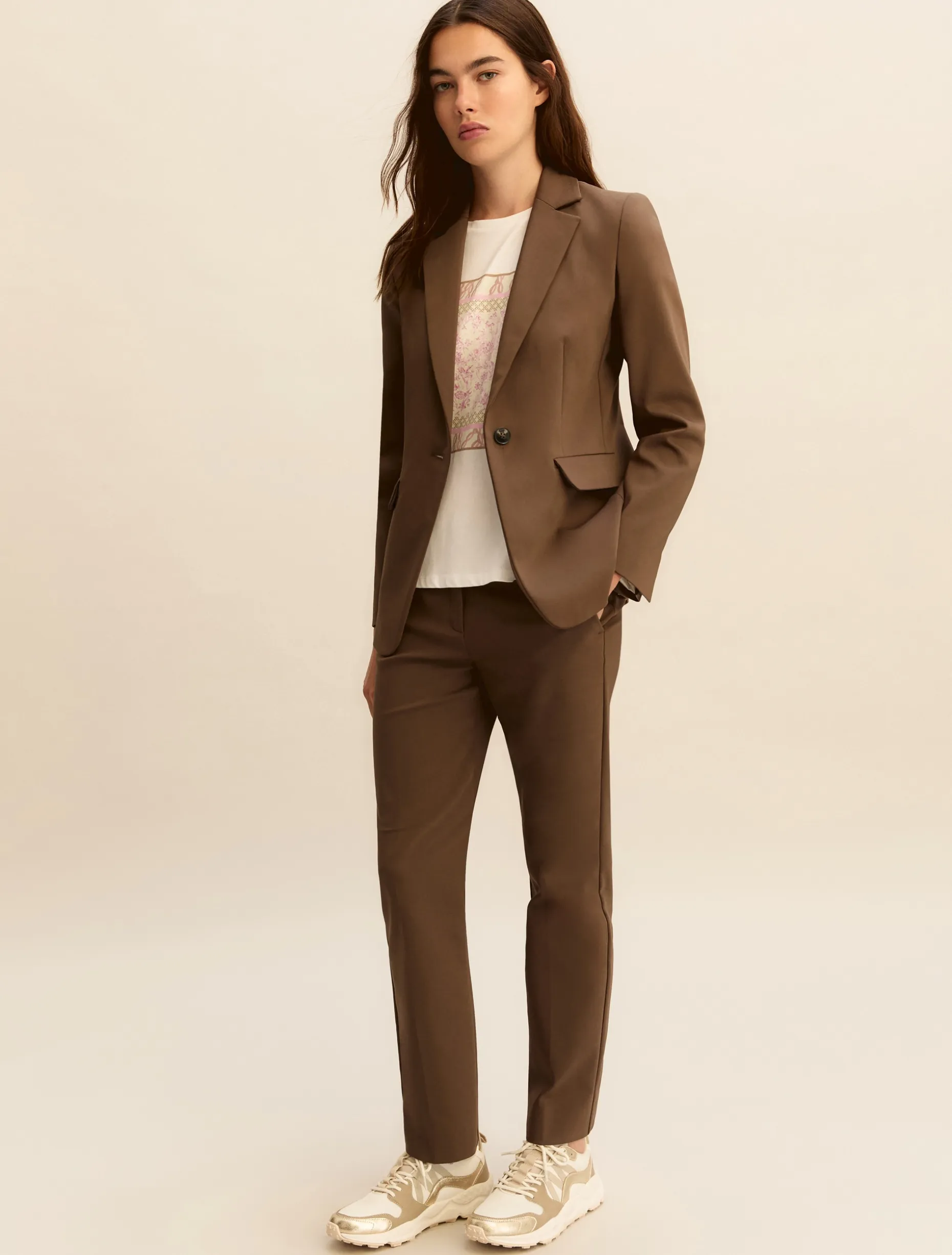 Giacca in monopetto stretch - KAKI