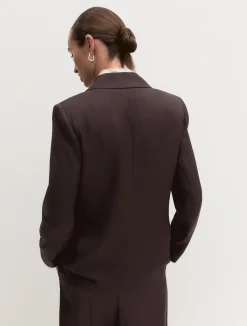 Giacca in twill di misto lino - TESTA DI MORO