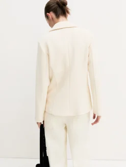 Giacca sfiancata in stuoia stretch - BIANCO LANA
