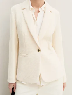 Giacca sfiancata in stuoia stretch - BIANCO LANA