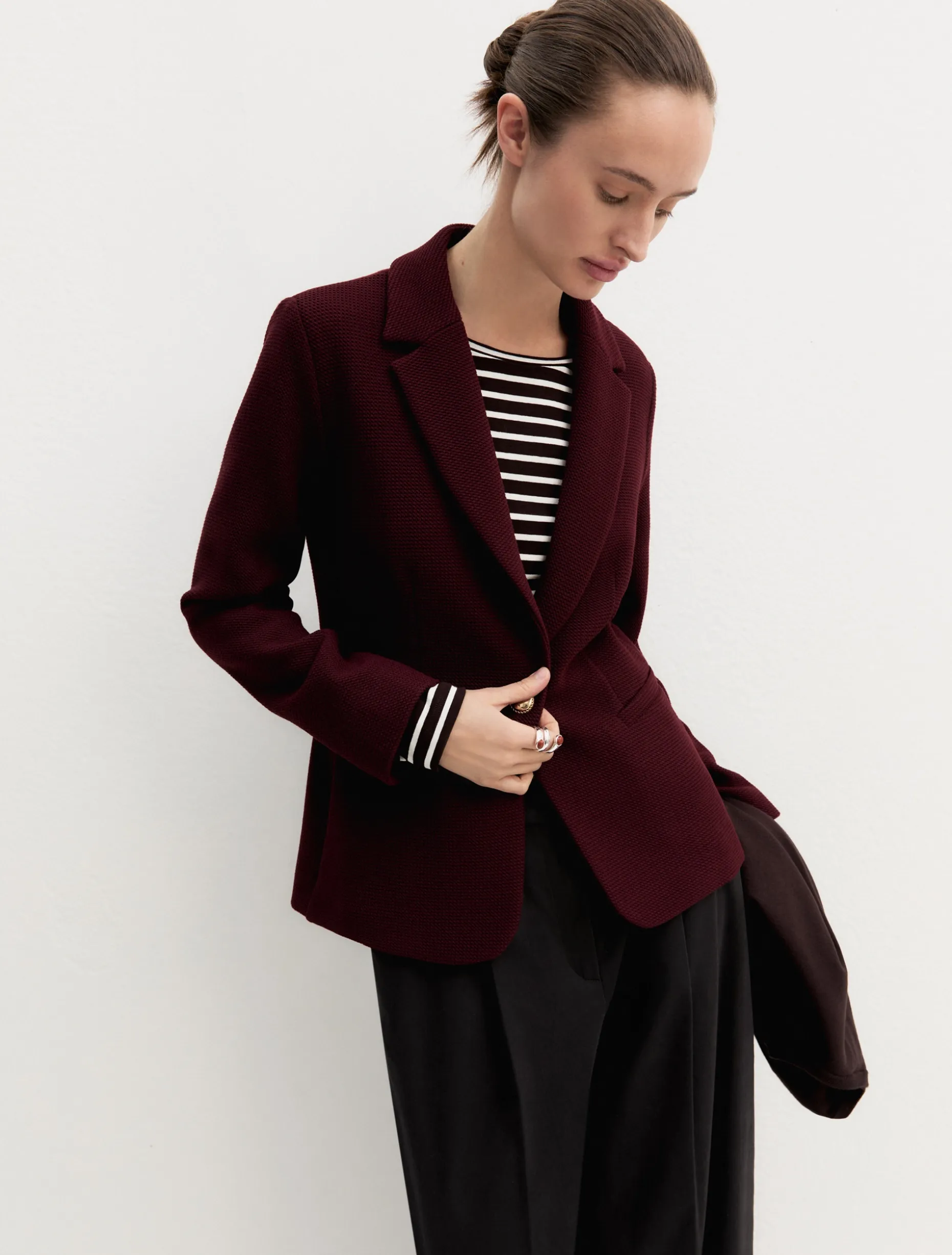 Giacca sfiancata in stuoia stretch - MATTONE ROSSO