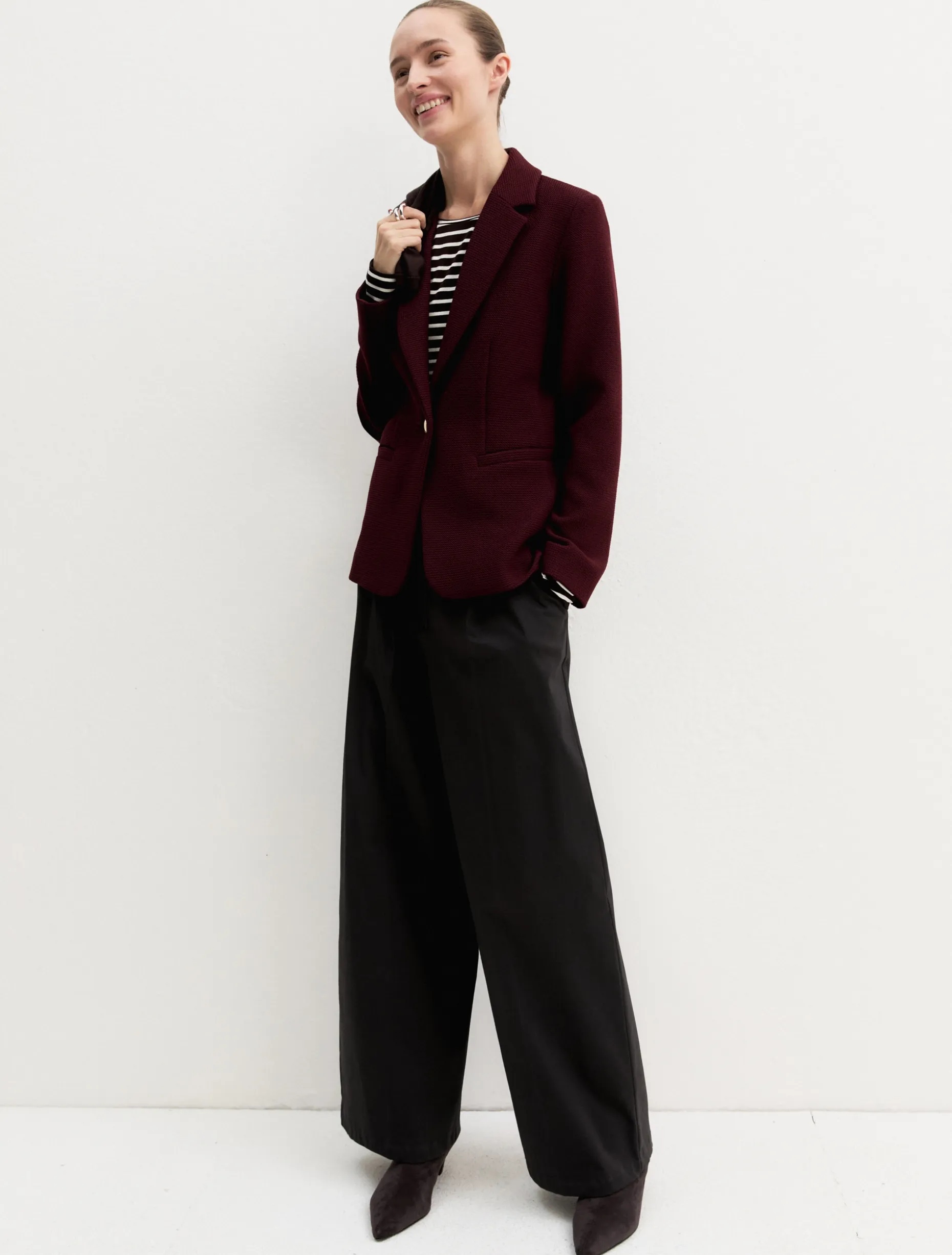 Giacca sfiancata in stuoia stretch - MATTONE ROSSO