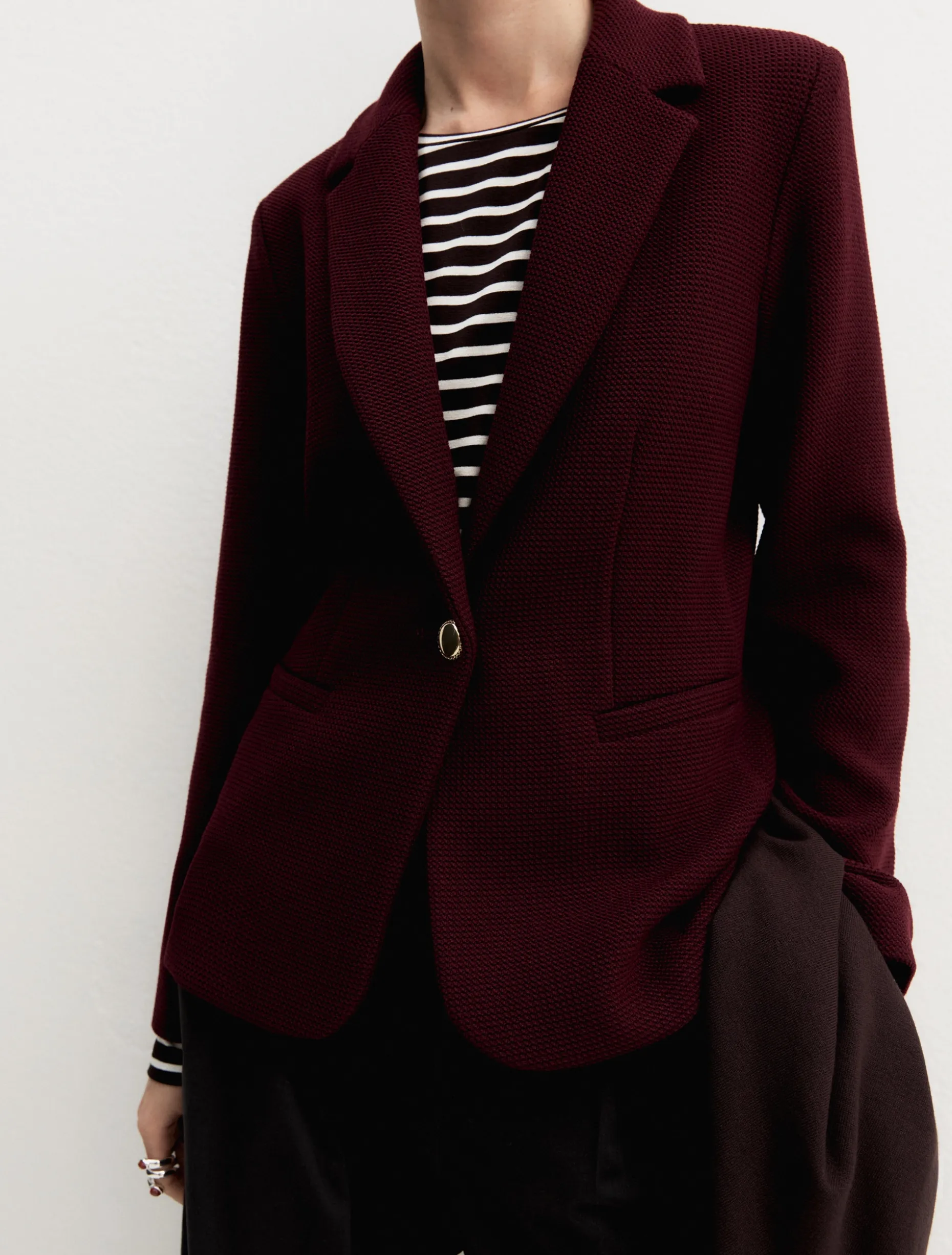 Giacca sfiancata in stuoia stretch - MATTONE ROSSO
