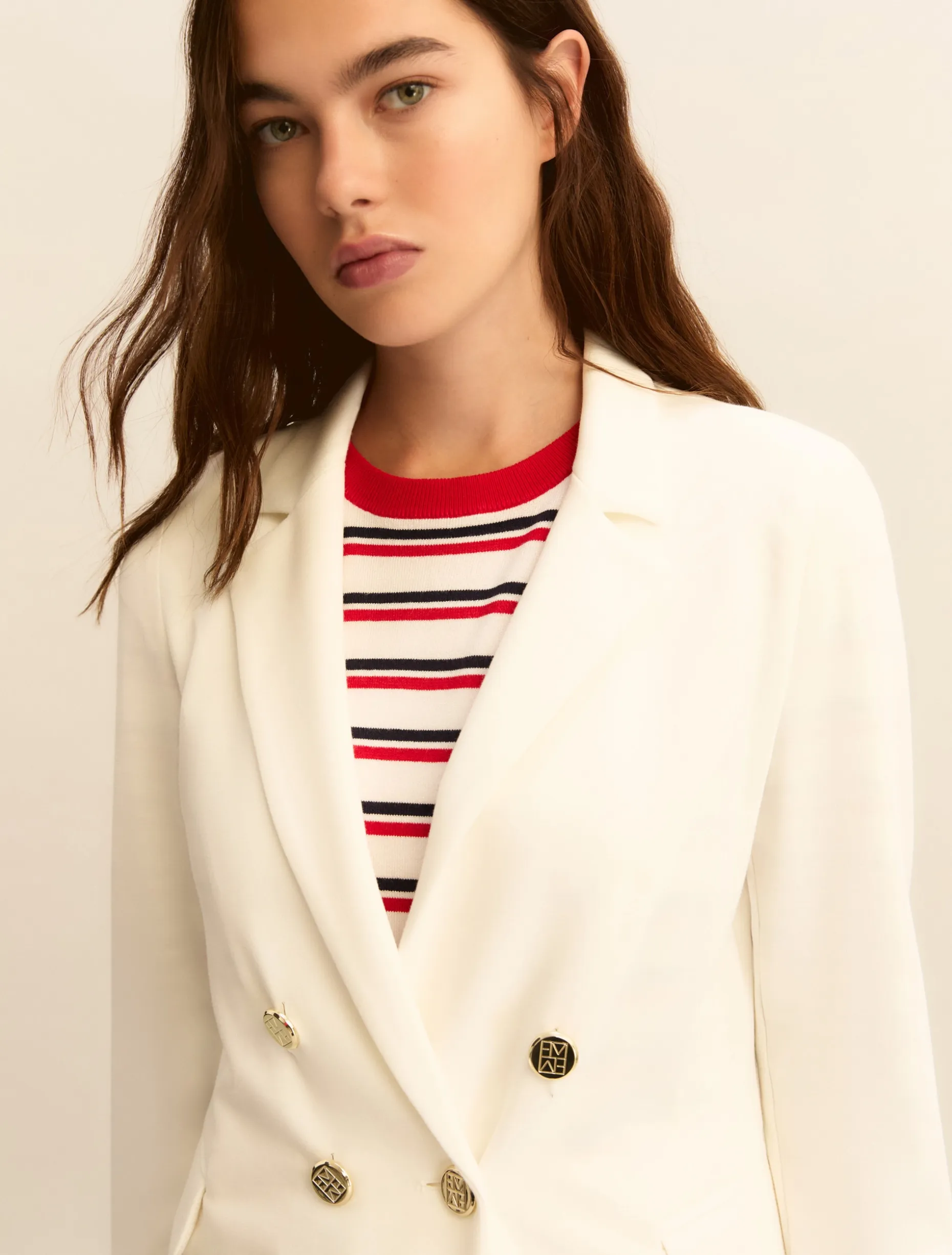 Giacca doppiopetto in jersey stretch - BIANCO