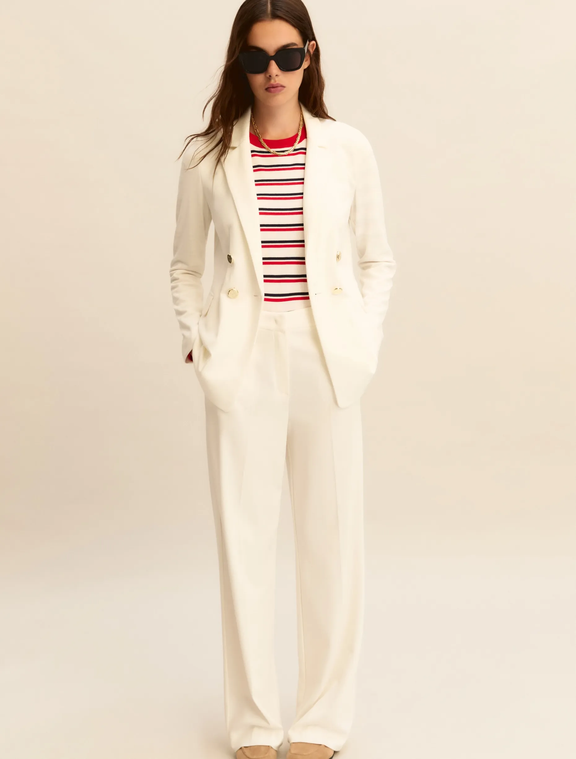 Giacca doppiopetto in jersey stretch - BIANCO