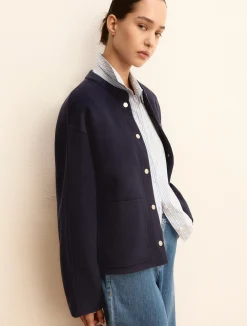 Giacca dritta in double - BLU