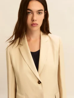 Giacca in twill di misto lino - BEIGE