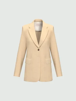Giacca in twill di misto lino - BEIGE