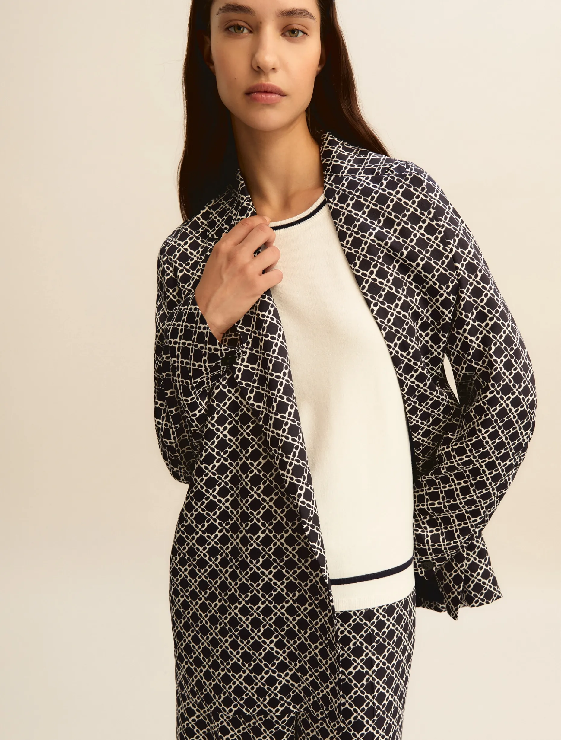 Giacca in twill stampato - BLU