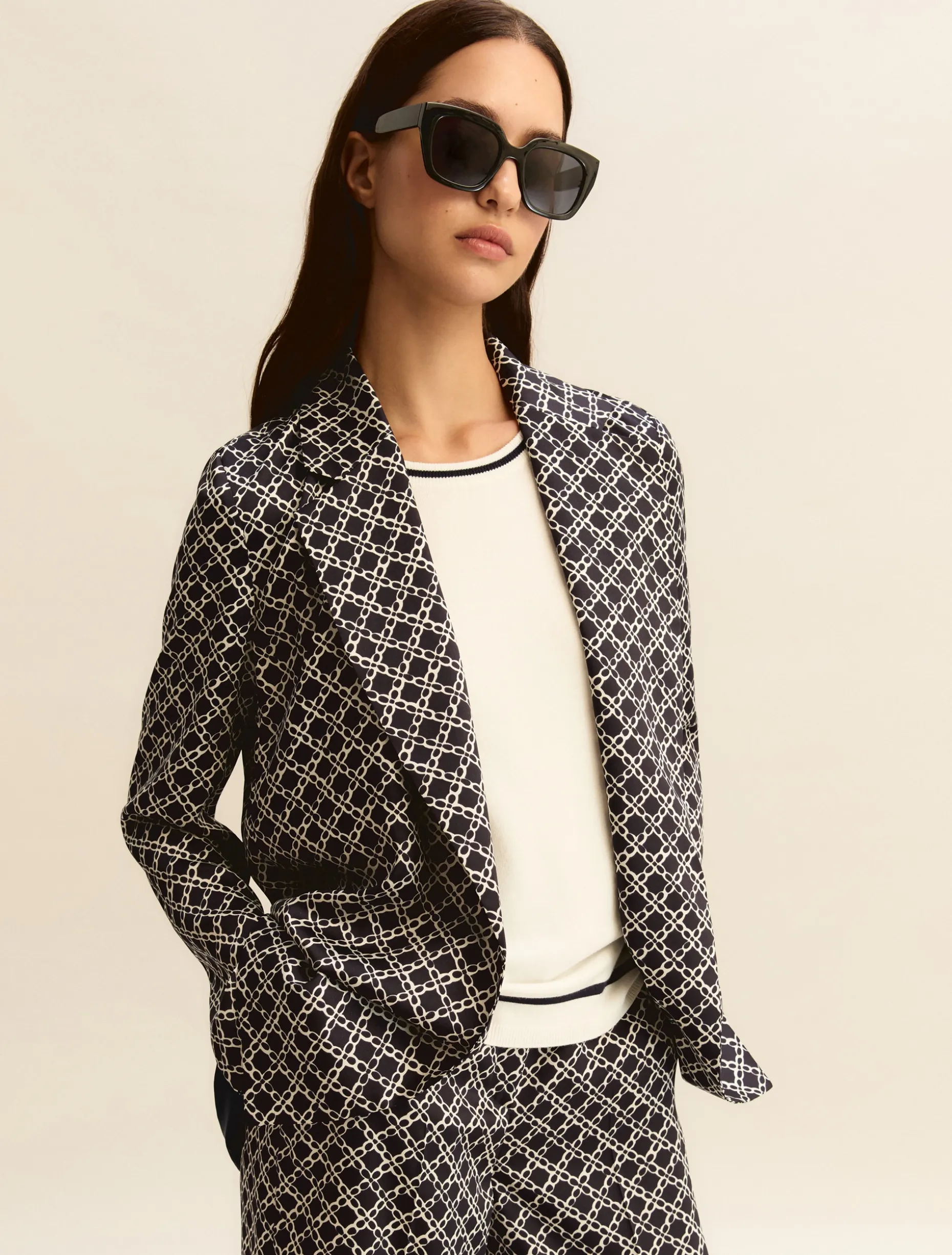 Giacca in twill stampato - BLU