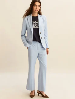Giacca monopetto in twill stretch - AZZURRO