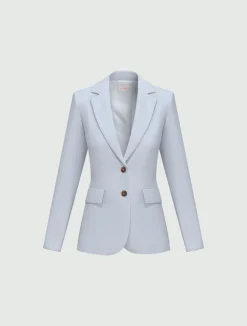 Giacca monopetto in twill stretch - AZZURRO