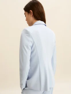 Giacca monopetto in twill stretch - AZZURRO