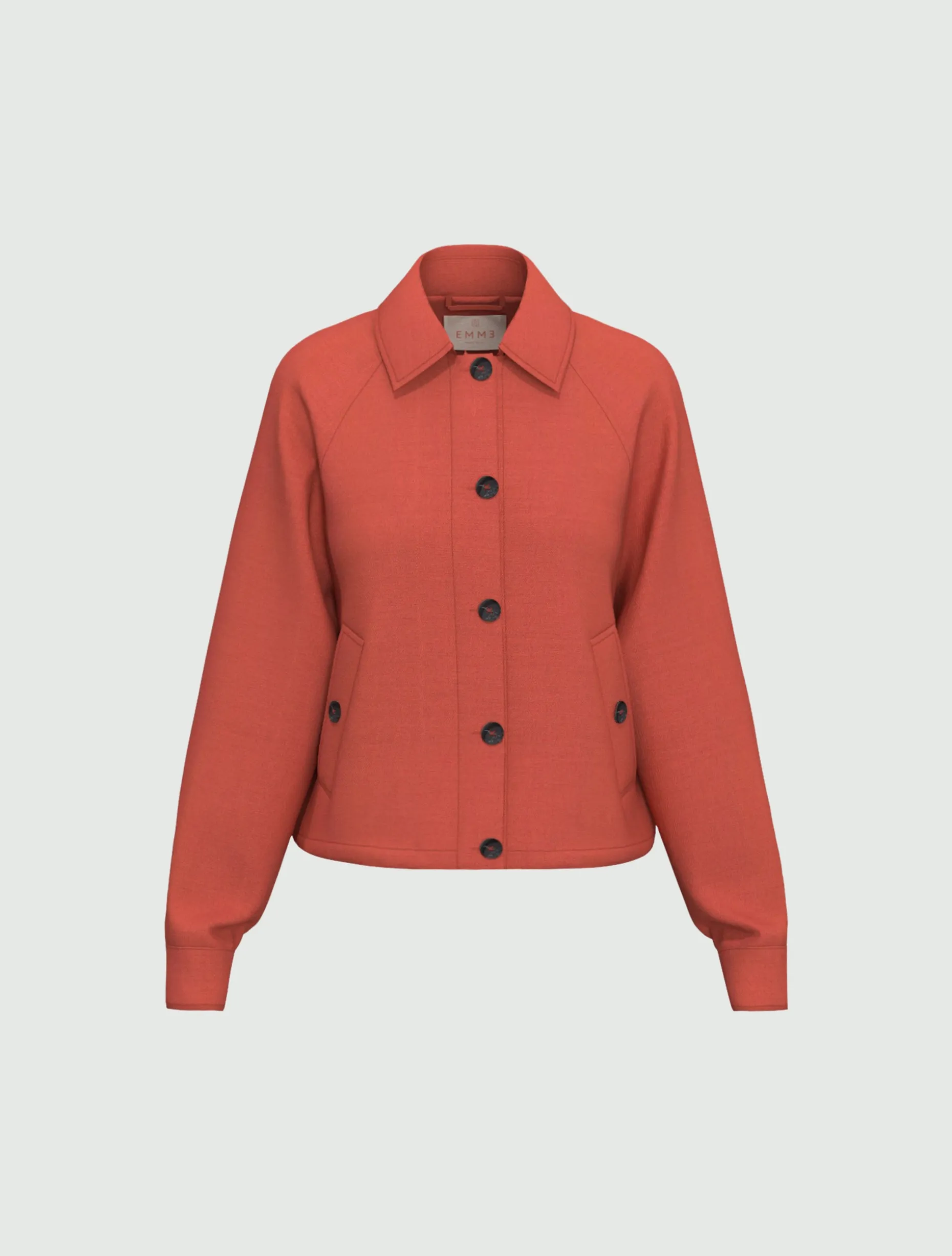 Giacchina in twill di misto lino - CILIEGIA