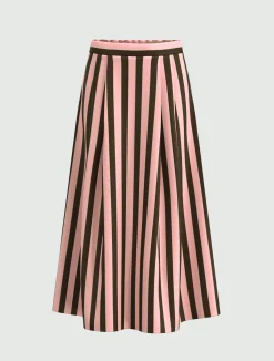Gonna ampia in raso stretch - ROSA