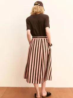 Gonna ampia in raso stretch - ROSA