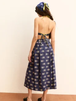Gonna ampia in raso stretch - BLU