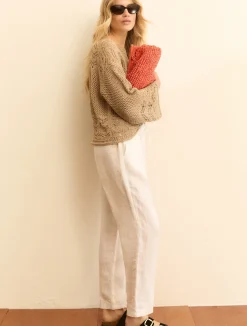Jogger in tela di lino - BIANCO