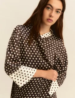Kimono in twill stampato - KAKI