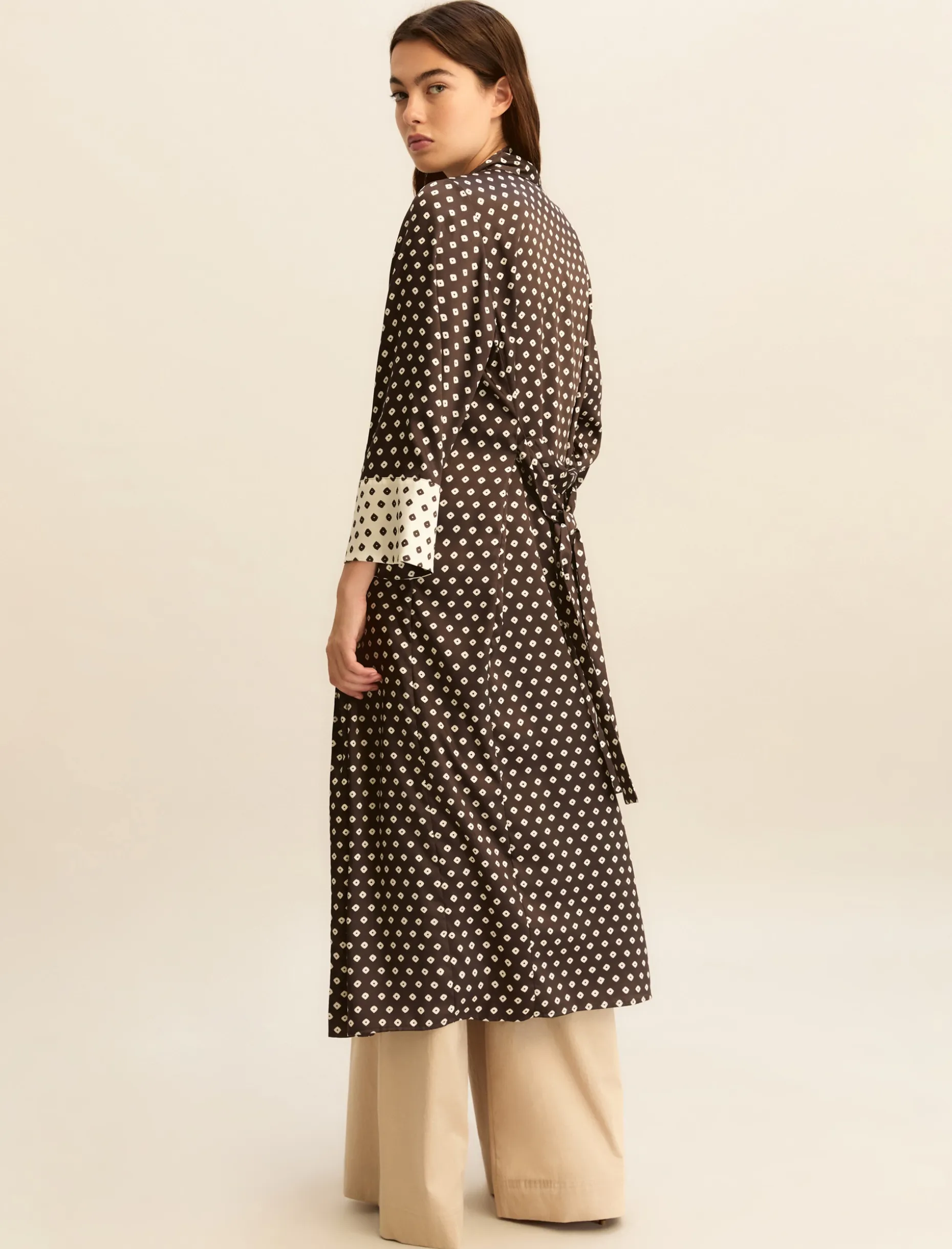Kimono in twill stampato - KAKI