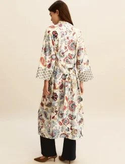 Kimono in twill stampato - BIANCO LANA