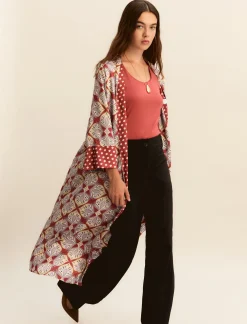 Kimono in twill stampato - CILIEGIA