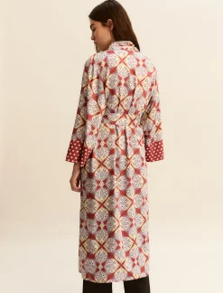Kimono in twill stampato - CILIEGIA