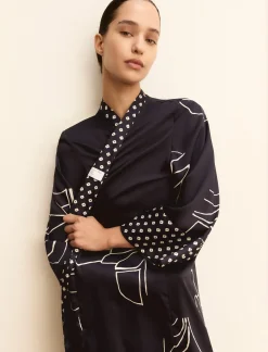 Kimono in twill stampato - BLU