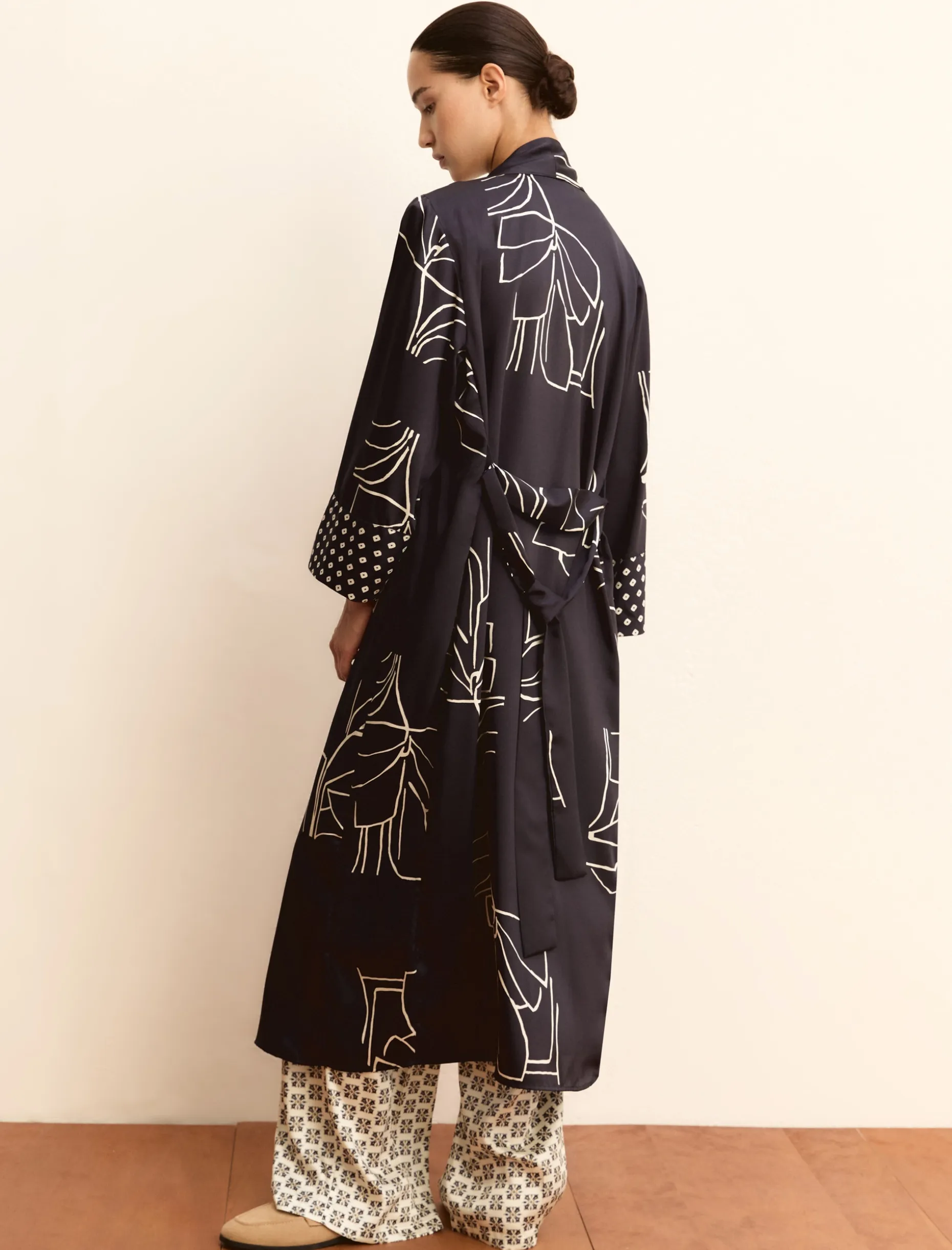 Kimono in twill stampato - BLU