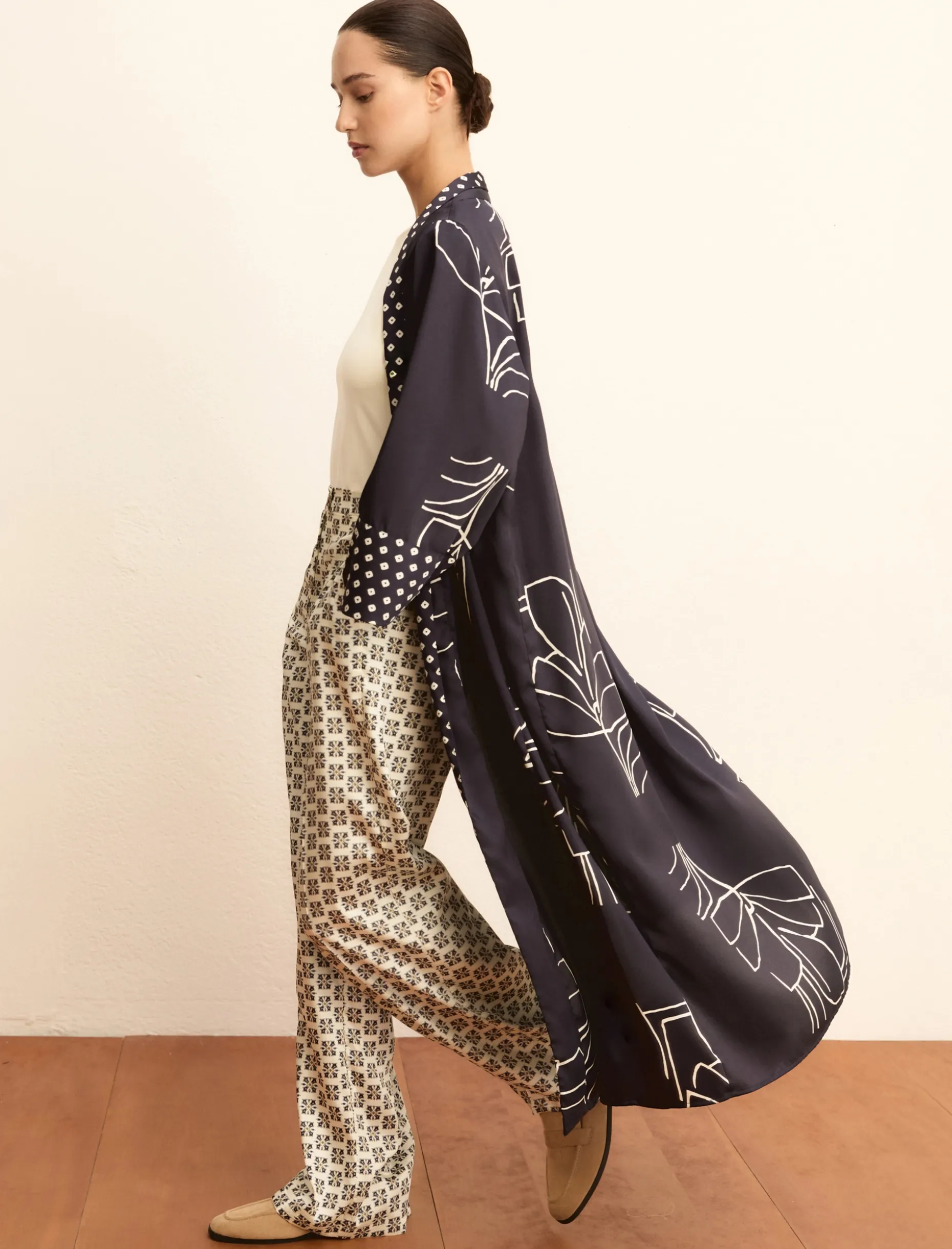 Kimono in twill stampato - BLU